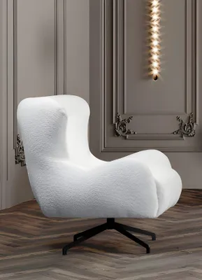 Obrázok produktu pre Kreslo Čalúnené kreslo Relaxačné kreslo Lounge kreslo Obývacia izba Biela látka