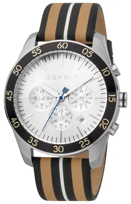 Produktbild von Esprit ES1G204L0015 Jordan Beige Silver Herrenuhr Leder Chrono Datum