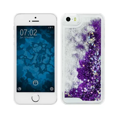 Produktbild von PhoneNatic Case kompatibel mit Apple iPhone SE 2016 (1.Gen) - Hülle lila Stardust Hard-case + 2 Schutzfolien