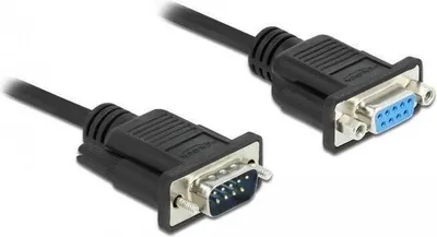Produktbild von Delock Seriell Kabel RS-232 D-Sub9 Stecker zu Buchse Nullmodem mit schmalem Steckergehäuse 1 m