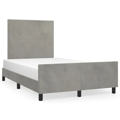 Imagen del producto de Estructura de cama sin colchón, color gris claro, 120x200 cm, tapizada en terciopelo