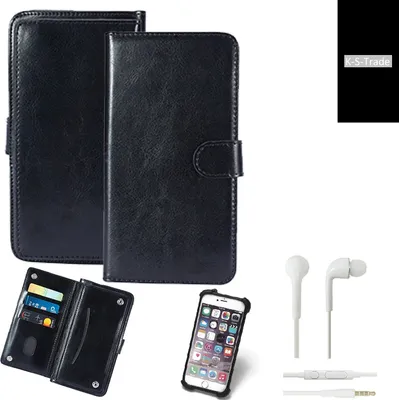 Produktbild von K-S-Trade 360° Hülle kompatibel mit Ruggear RG650 inkl. Headphones schwarz Kunstleder Case BookCase WalletCase Kunstlederederhülle Handyhülle,