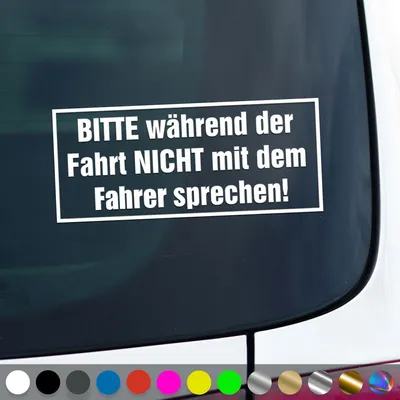 Produktbild von PantherPixel Fahrer Aufkleber Während Der Fahrt Nicht Sprechen Sticker Auto Geschenkidee Farbe Weiss