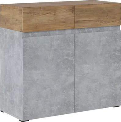 Produktbild von Kommode Rimini Sideboard 90x40x86cm grifflos Farbe wählbar,Beton / Kastanienfarben