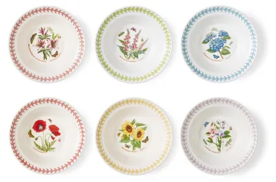 Productafbeelding van Set van 6 ronde kommen van havermout, met een bloemenmotief