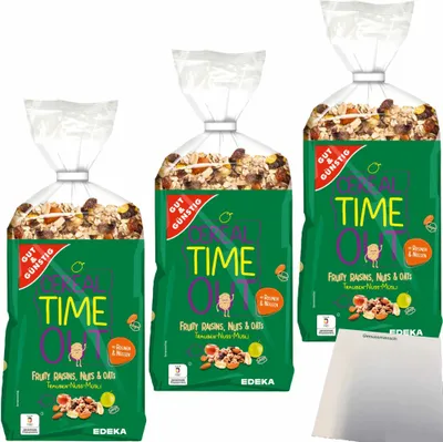 Produktbild von Gut & Günstig Trauben-Nuss-Müsli 3er Pack (3x1kg Packung) + usy Block