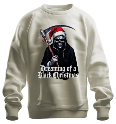 Immagine prodotto di Sognando un Natale nero Sensenmann Totenkopf Gothic Santa Unisex Felpa Pullover, Natur, S
