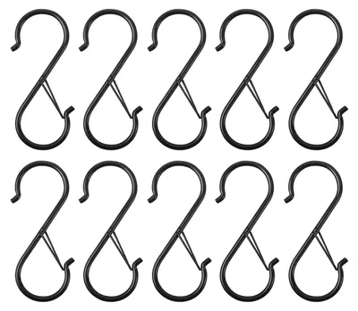 S-förmige Metallhaken, 10 Stück, schwarz, 9,3 cm