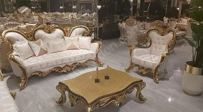 Produktbild von Polster Garnitur Chesterfield 3+1 Sitz + Couchtisch Holz Barock Rokoko