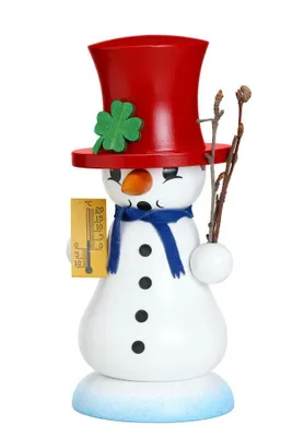 Produktbild von Räucherfigur Schneemann Schmelzi mit Kleeblatt rot BxHxT 7,5x18x8,5cm