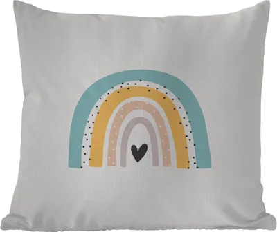 Produktbild von MuchoWow® Outdoor Kissen - Regenbogen - Mädchen - Jungen - Herz - Pastell - 50x50 cm - Wetterfest - Lounge Kissen - Komfortabel - Kissen mit Bild