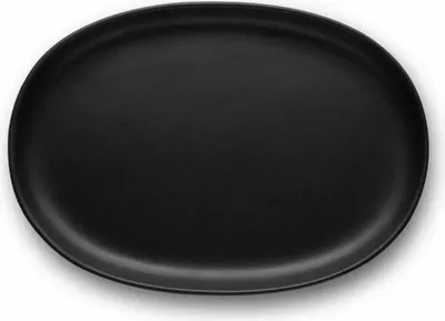 Produktbild von Eva Solo Nordic kitchen Teller Oval, Speiseteller, Servierteller, Servierplatte, Steinzeug, Black / Schwarz, 26 cm, 512701