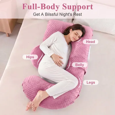 Produktbild von Topchances Übergröße Schwangerschaftskissen, E-förmiges Ganzkörper Seitenschläferkissen & Stillkissen, Ganzkörperkissen für Schwangere, 175x70cm,Rosa