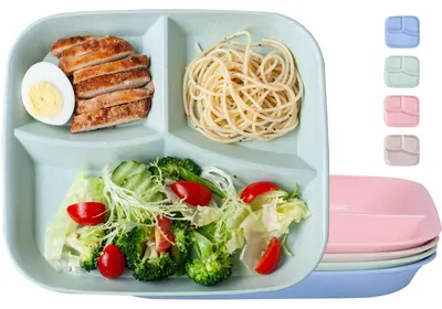Produktbild von Unzerbrechliche Unterteilte Dinner-Teller - 4 Stück mit 3 Fächern