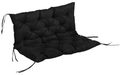 Productafbeelding van 3-zits bankkussen 100x98x8 cm, bankkussen met bevestigingsbanden, bankkussen voor tuinmeubelen, Hollywood schommel, zwart