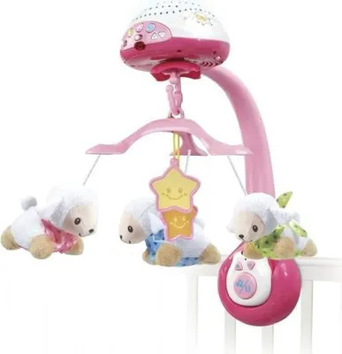 Zdjęcie produktu dla Karuzela dla Dzieci VTech Lumi Mobile Compte-Moutons Różowa, Projektor, Pilot, Lampka Nocna, Melodie