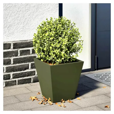 Produktbild von Pflanzkübel Olivgrün 30x30x30 cm aus Stahl, Blumentopf für Garten, Balkon und Terrasse