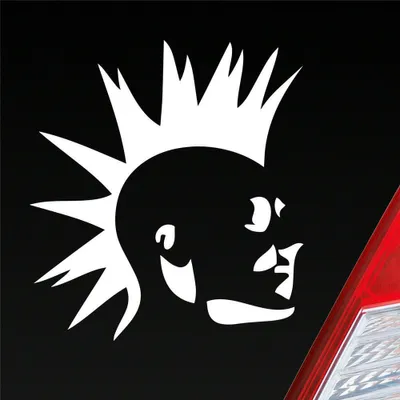 Produktbild von Auto Aufkleber Punker Punk New Wave Rock Tuning 10x11 cm Weiss Glanz Sticker Heckscheibenaufkleber