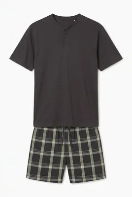 Produktbild von H.I.S. Pyjama 2 -teilig grau-grün Größe 52/54, KI-generiertes Bild