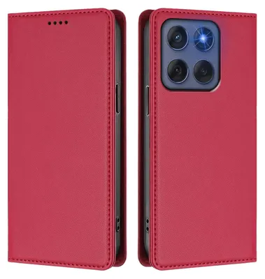 Obrázek produktu pro Kožené pouzdro pro Motorola Edge 60/ Edge 60 Fusion, magnetické flipové pouzdro zPolyuretankůže se stojánkem Červená