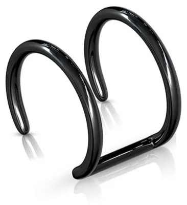 Produktbild von Fake Helix: Piercing Ohrklemme "2 Ringe" Schwarz