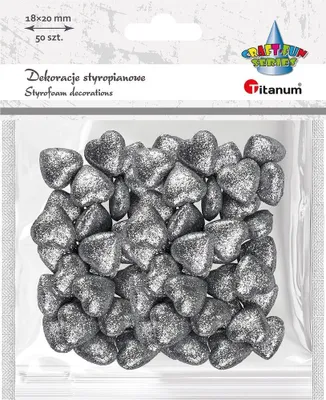 Image de Décorations en polystyrène Coeurs pailletés argent 18x20 mm 50 pièces Titanum