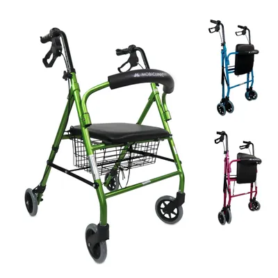 Image de Rollator Mobiclinic Escorial Rollator pliable et léger Freins à main verrouillables Déambulateur pour seniors Panier en aluminium 4 roues Vert