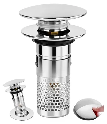 Productafbeelding van Afvoerplug - Wastafel pop-up afvoer - 32 tot 40 mm - RVS - Set van 2 stuks