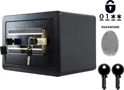 Produktbild von Gepanzerter Biometrischer Haustresor mit Fingerabdruck 25x35x25 cm Schwarz