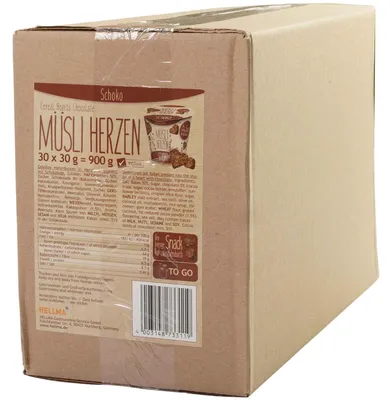 Produktbild von Hellma Müsli Herzen Schoko 30x30g
