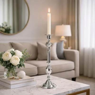 Immagine prodotto di XL Candeliere decorativo e pesante in metallo argento 48cm Mod1