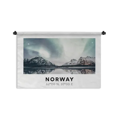 Produktbild von MuchoWow® Wandteppich Wandbehang Norwegen - Nordlichter - Wasser 90x60 cm Tapisserie Dekoration Wandtuch - Wandskulpturen - Bildteppich