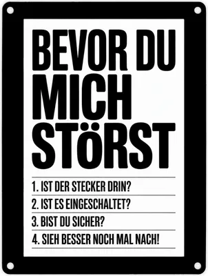 Produktbild von Bevor du mich störst Metallschild in 15x20 cm für IT-Profis