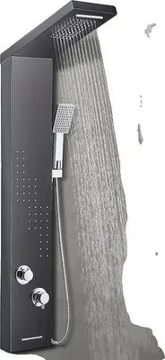 Produktbild von Duschpaneel, Regenfall-Erlebnis, Dreifachbedienung, Schwarz 8012