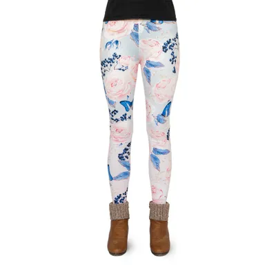 Produktbild von cosey - bedruckte bunte Leggins  - Design Rosen & Schmetterlinge