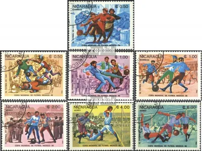 Produktbild von Briefmarken Nicaragua 1985 Mi 2553-2559 (kompl.Ausg.) gestempelt Fußball-WM 1986, Mexico