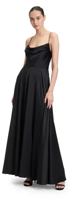 Produktbild von Vera Mont Damen Abendkleid mit Wasserfallausschnitt Schwarz,38