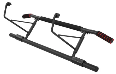 Image de Barre de traction pour porte, sans vis, avec poignées incurvées, idéale pour les exercices de musculation à domicile