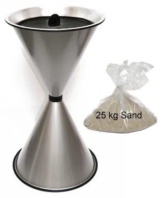 Produktbild von Stand Aschenbecher Diabolo 71x40cm silber inkl. 25kg Quarzsand SZAGATO Aschenbecher groß Stand-Aschenbecher außen Aschenbecher stehend draußen