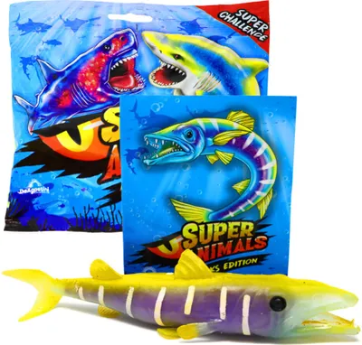 Produktbild von DeAgostini Super Animals - Sharks Edition - Sammelfigur Hai - Figur 10. Gelbschwanzbarrakuda (Leuchtet - Stretchy)