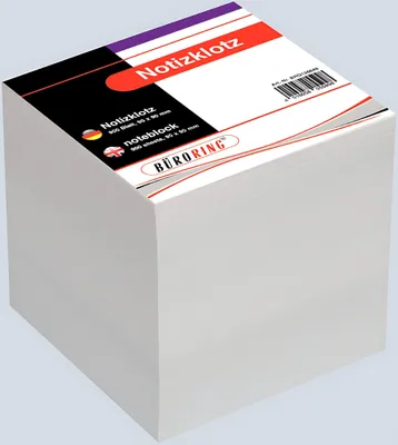 Produktbild von Büroring Notizklotz, weiß, ca. 900 Blatt, 90x90xmm, geleimt