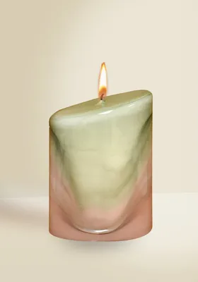 Produktbild von Designkerze Lotos Ovalkerze Salbei Grün 130 x Ø 90 mm, 1 Stück