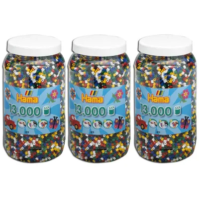 Produktbild von Hama Midi 211-66 Bügelperlen Dose Mix66 3x 13000 Stück 6 Vollton Farben gemischt