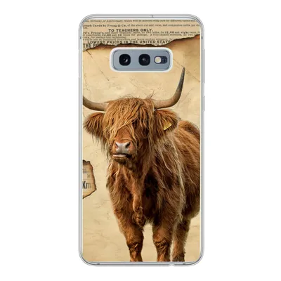 Produktbild von MuchoWow® Handyhülle Schutzhülle Hülle für Samsung Galaxy S10e Schottischer Highlander - Retro - Zeitungsartikel Silikon Softcase Handy Hülle - Handy