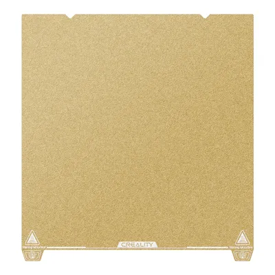 Zdjęcie produktu dla Płyta robocza Creality Gold PEI do drukarek 3D Ender-3 V3 Plus/K1 Max. Elastyczna platforma drukująca wykonana ze stali sprężynowej. Doskonała odporność na ciepło. Wysoka wytrzymałość i odporność na zużycie. Łatwy demontaż modelu šC 315 ¡Á 310 mm.
