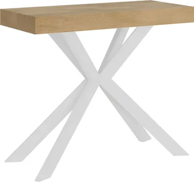 Zdjęcie produktu dla ITYHOME - Konsola rozkładana 90x40/300 cm Plaker dąb naturalny białe nogi