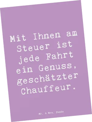Produktbild von Mr. & Mrs. Panda Grußkarte Spruch Chauffeur Genussfahrt - Lavendeltraum - Geschenk, Aufmerksamkeit, Bedanken, Freundschaft, geschätzt, Postkarten, Fotokarte, bildkarte