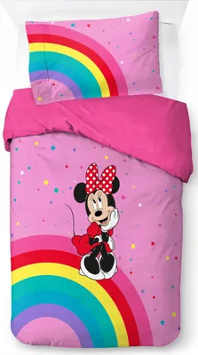 Produktbild von Disney Minnie Mouse Rainbow 100% Baumwolle Einzelbett-Bettbezug-Set – E
