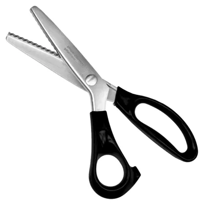 Produktbild von Zick-Zack-Schere für Stoffe - Edelstahl-Schneideschere mit schwarzem Kunststoffgriff