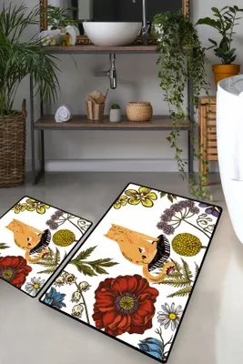 Produktbild von Mijolnir, Hennaed Cat, Badematten-Set (2 Stück), Mehrfarbig, 100% POLYESTER, 50 x 60 cm